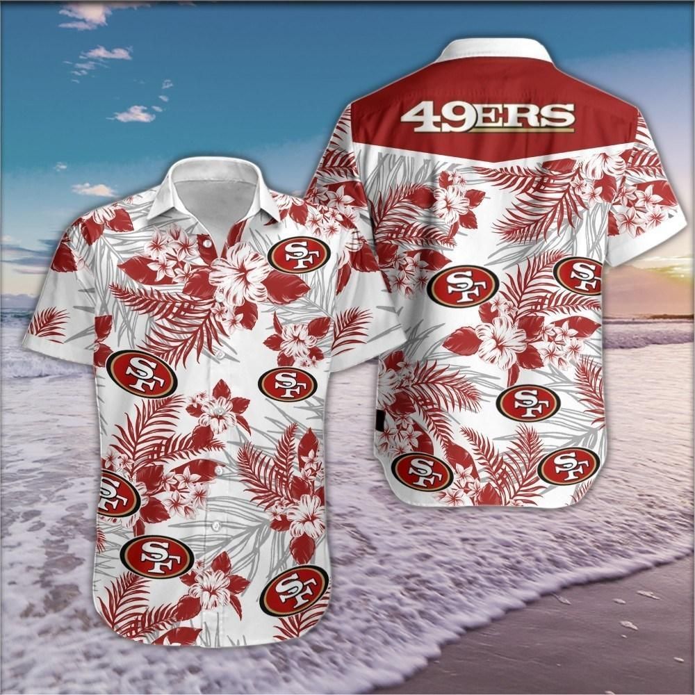 San Francisco 49Ers Logo Hawaii Shirt Summer Button Up Shirt For Men Beach Wear Short Sleeve Hawaii Shirt