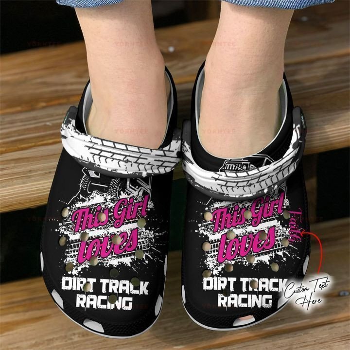 Personalized Racing Love Dirt Track  Gift For Lover Rubber Crocs Crocband Clogs, Comfy Footwear Men Women Size Us