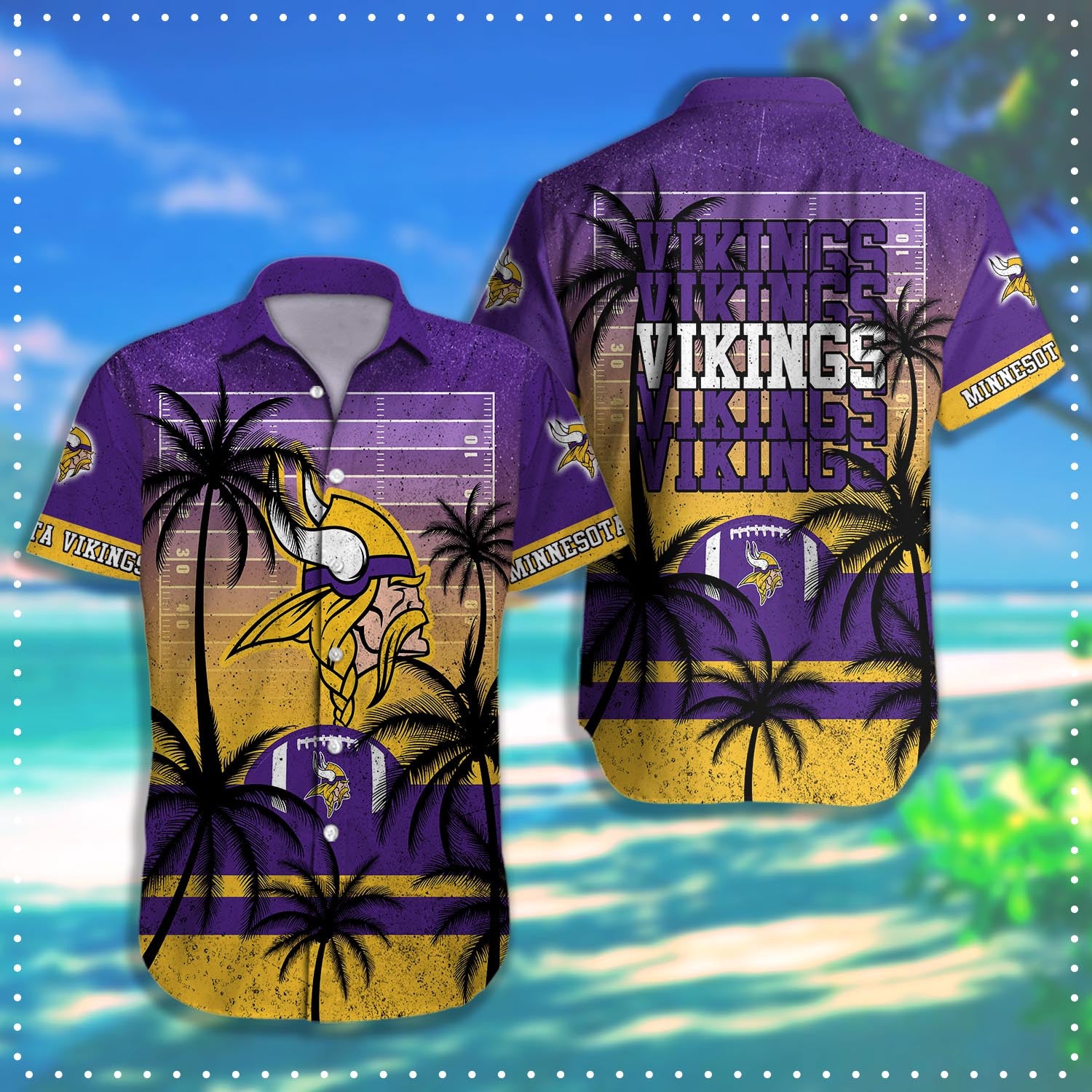 Minnesota Vikings Hawaiian Shirt Coconut Tree & Ball