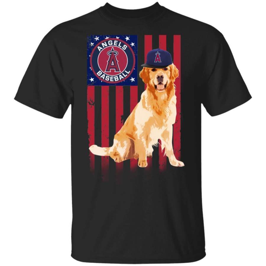 Los Angeles Angels Golden Retriever USA Flag T-Shirt Fan Gift Idea HT209