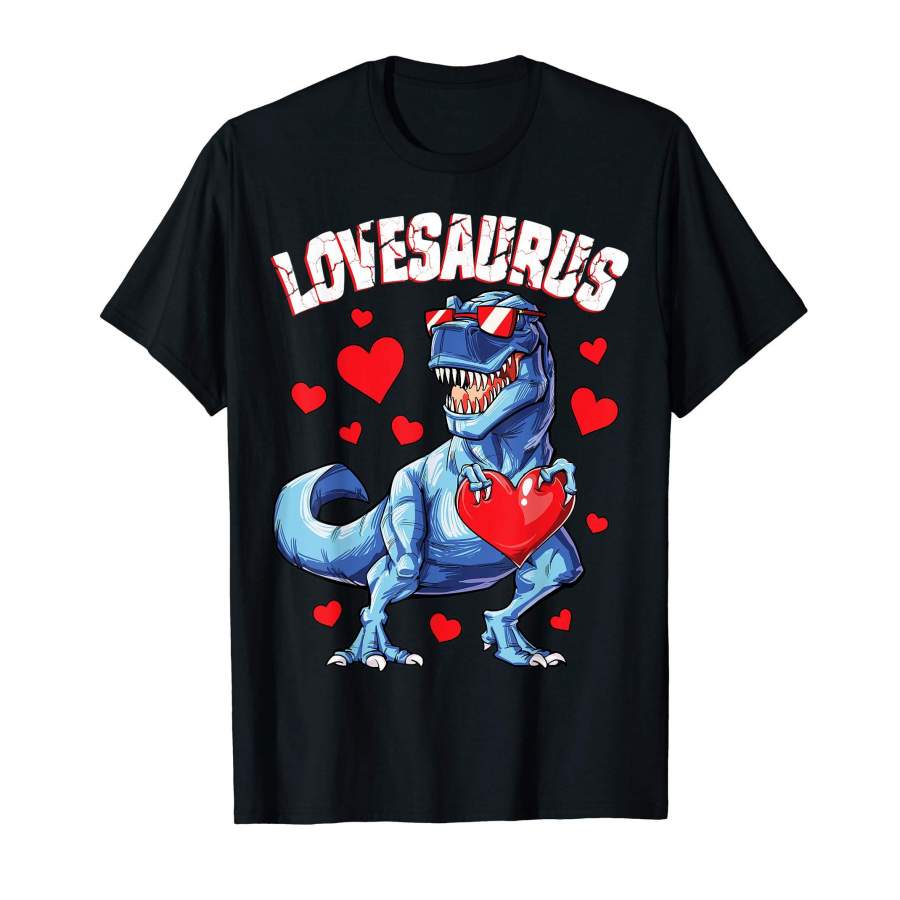 Valentines Day Dinosaur shirt Lovesaurus Trex Gift Boys Kids