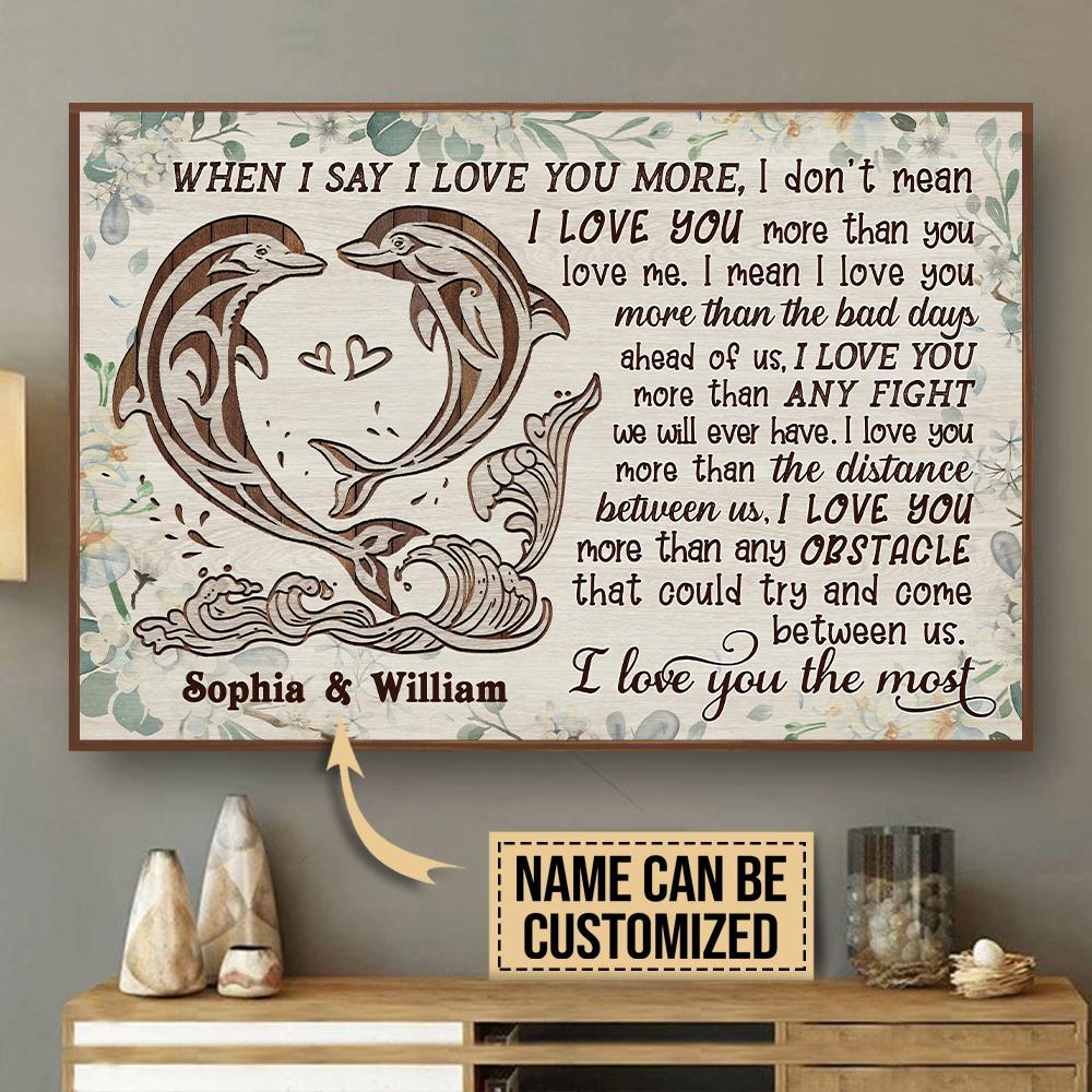 Aeticon Gifts Personalized Dolphin I Love You The Most Canvas Mom Dad Gift Home Decor