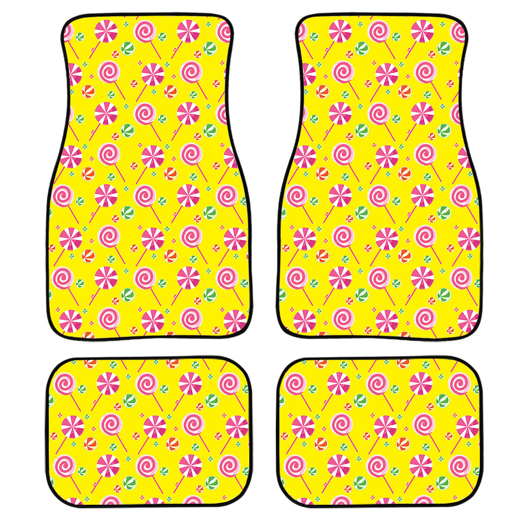 Cute Lollipop Pattern Print Front And Back Car Floor Mats, Front Car Mat