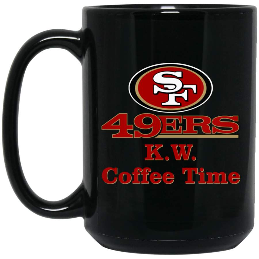 Custom Personalized San Francisco 49ers Logo & Text KW BM15OZ 15 oz. Black Mug Santacruzshirt Fashion