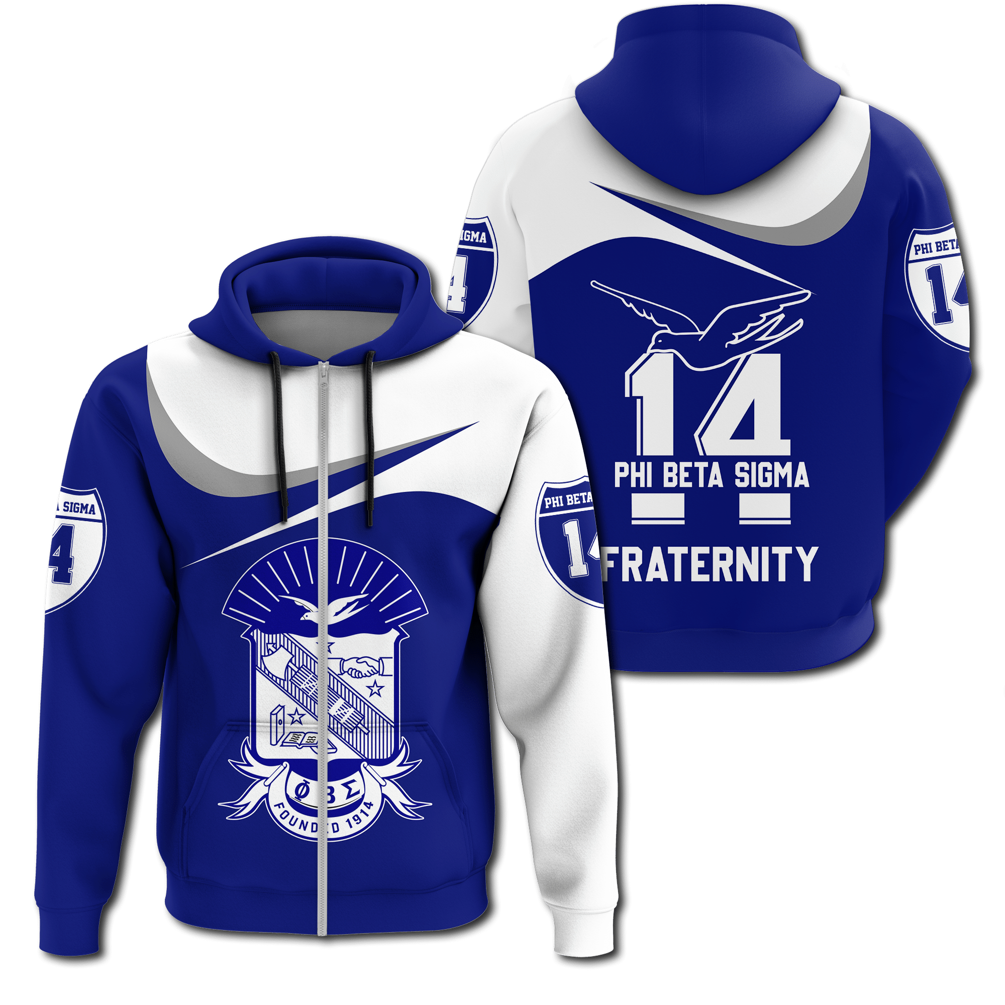 Fraternity Hoodie – Phi Beta Sigma Curve Style Zip Hoodie