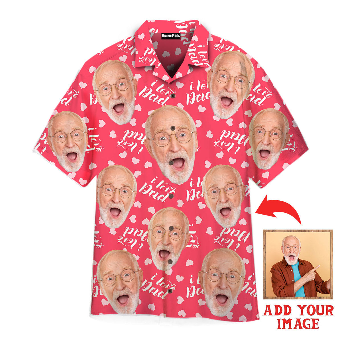 Your Photo On Pink Love Dad Style Custom Hawaiian Shirt | For Men & Women | Hwp1164