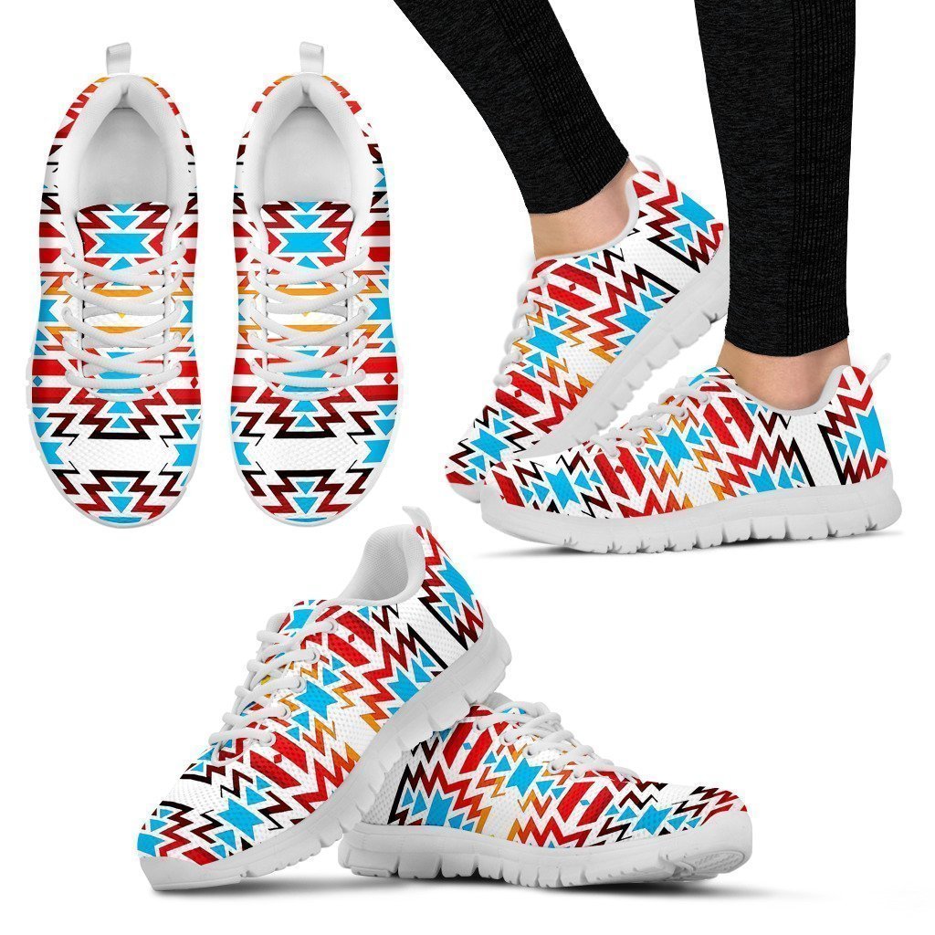 White Fire And Turquoise Women’S Sneaker