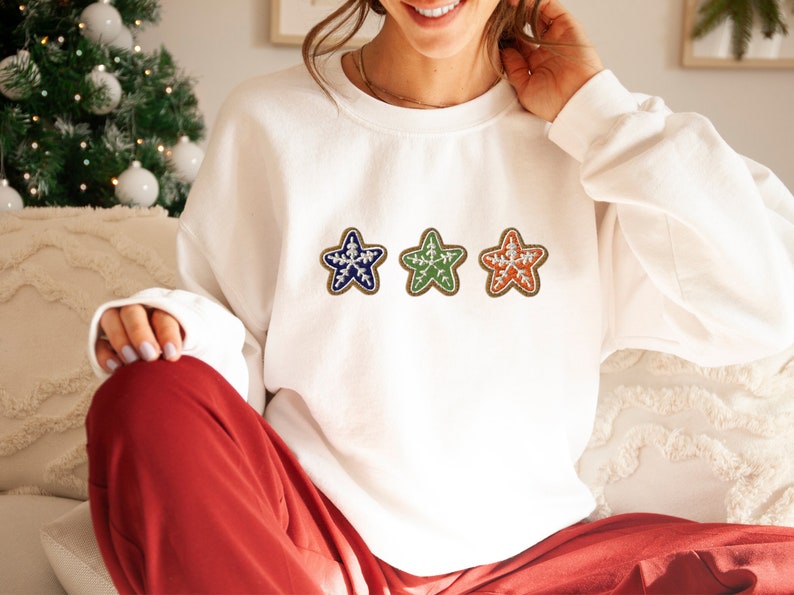 Christmas Cookie Embroidered Sweatshirt 2D Crewneck Sweatshirt All Over Print Sweatshirt For Women Sweatshirt For Men Sws3740