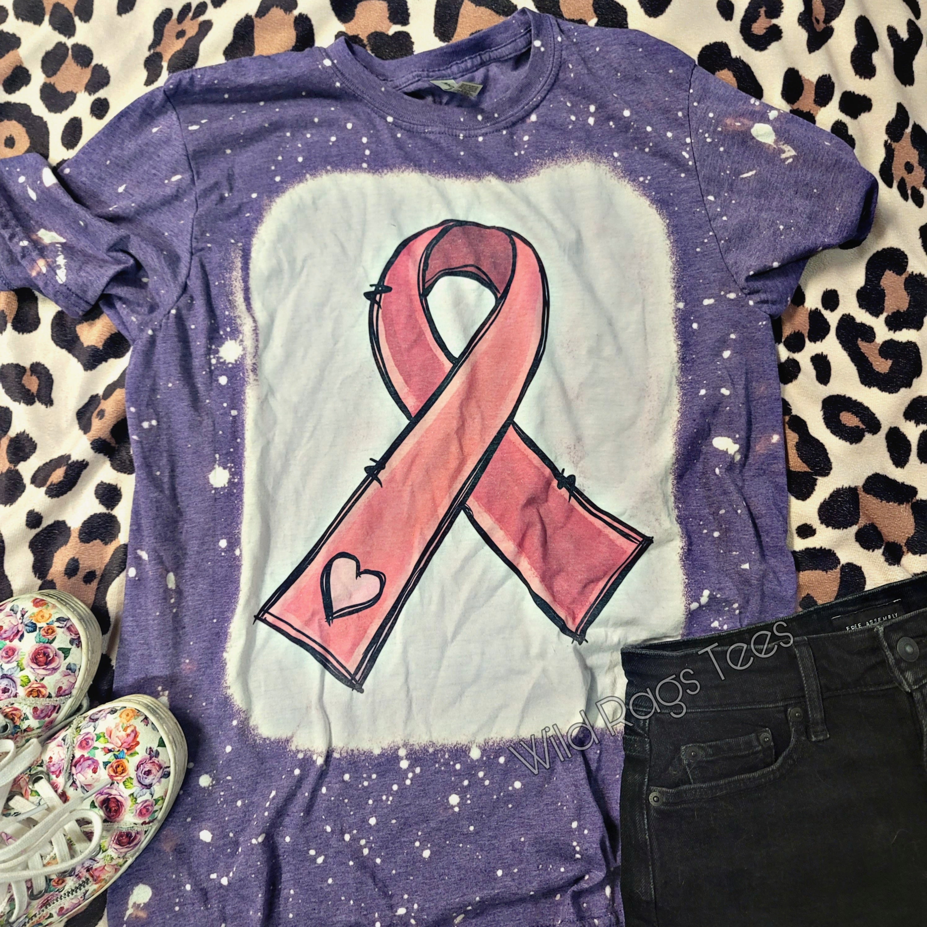 Breast Cancer Awareness Ribbon Bleached Shirt