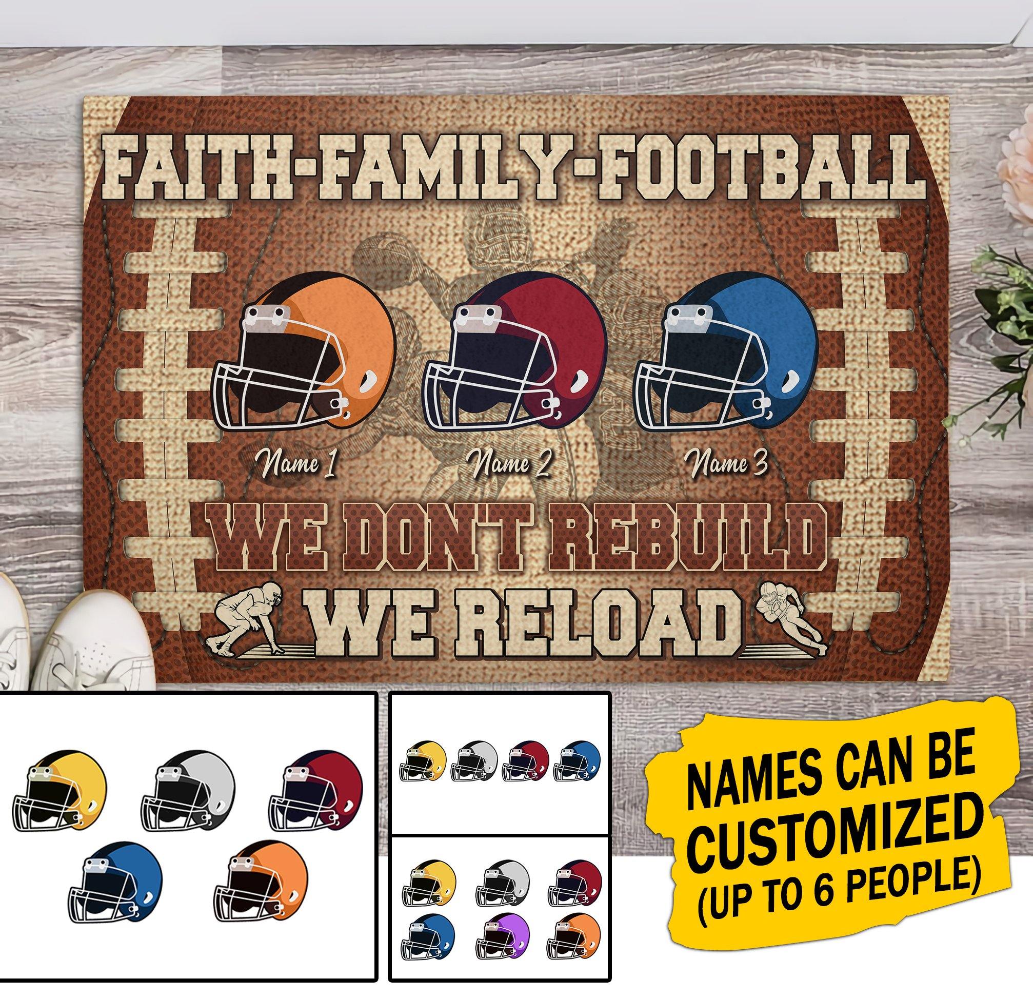 Faith Football Family Personlized 3D Doormat