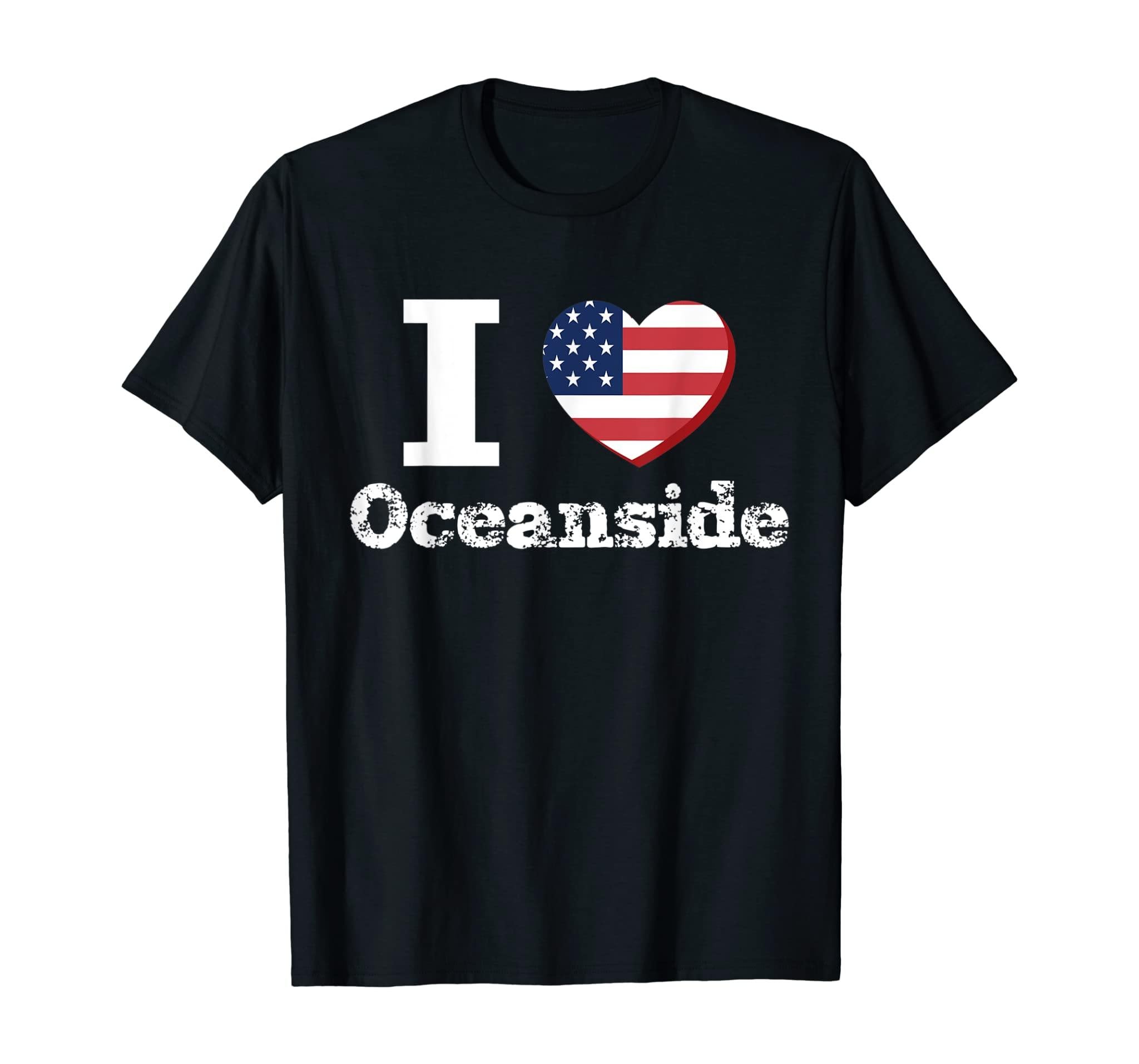 I Heart Love Oceanside Patriotic Distressed Vintage T-Shirt