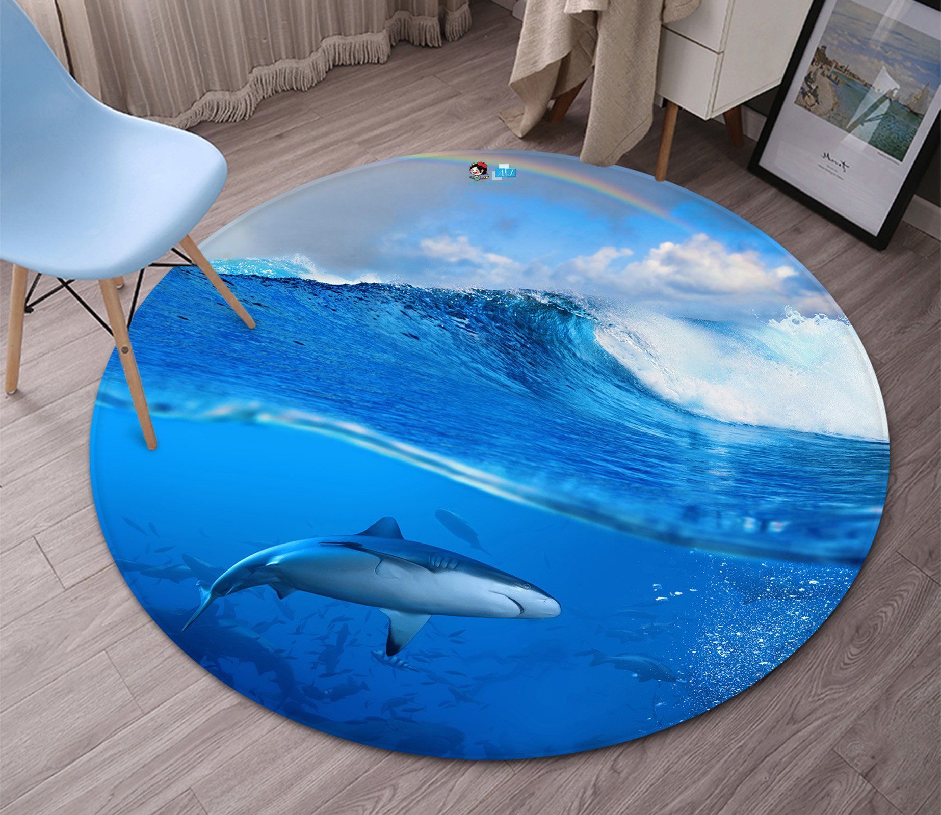 3D Shark 2795 Round Rug – Round Carpet Home Decor