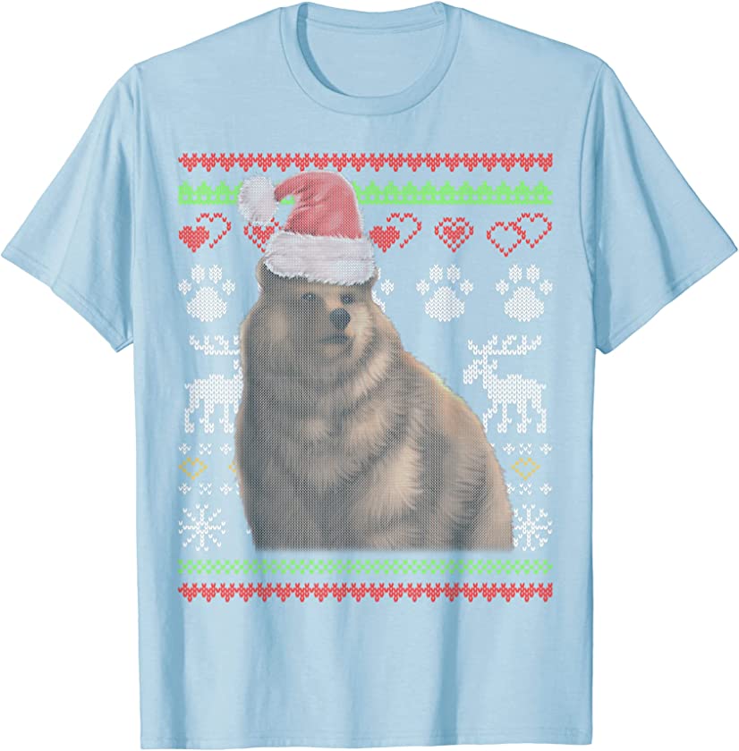 Bear Santa Claus Ugly Christmas Pattern X-Mas T-Shirt