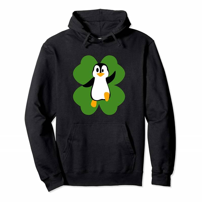 Penguin On 4 Leaf Clover Funny St. Patrick’s Day Humor Gift Pullover Hoodie