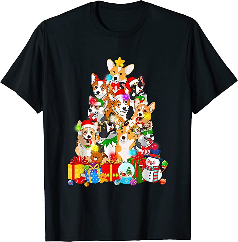 Cute Corgi Santa Hat Christmas Tree Puppy Corgi Dog Lover T-Shirt