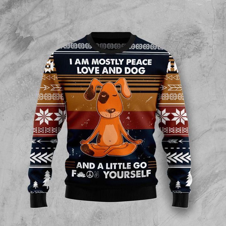 Peace Love And Dog Ugly Christmas Sweater | For Men & Women | Adult | Us5992