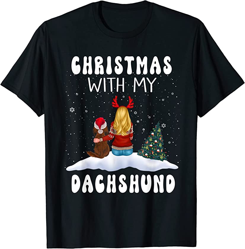 Christmas With My Dachshund Dog Puppy Funny Xmas T-Shirt