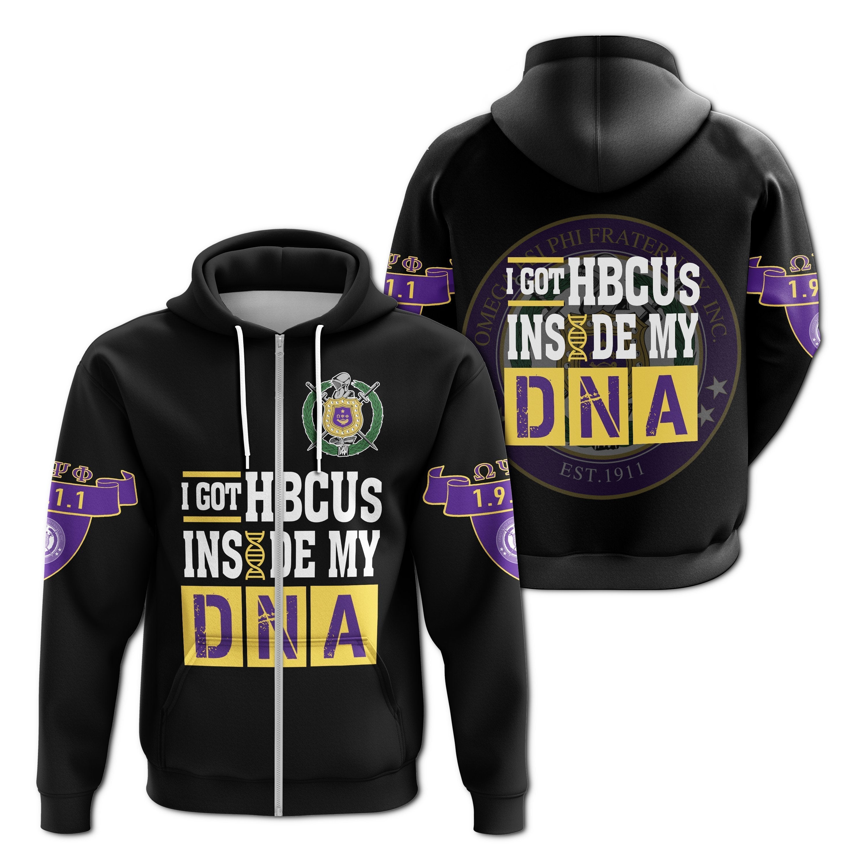 Greek Life Hoodie – Omega Psi Phi Hbcu Dna Zip Hoodie