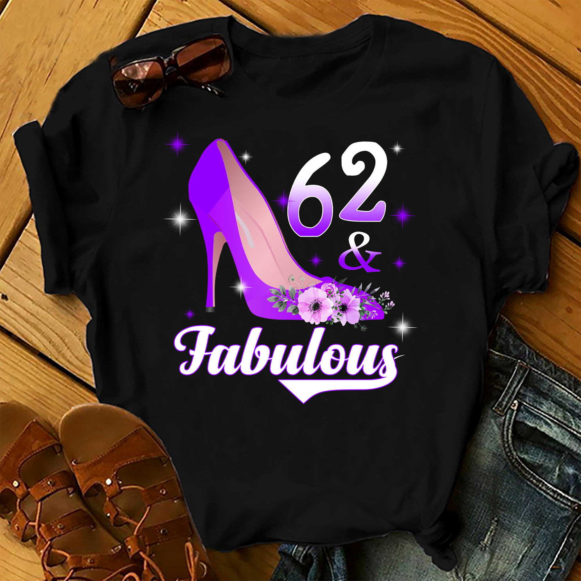 62 And Fabulous – Shirts Women, Birthday T Shirts, Summer Tops, Beach T Shirts