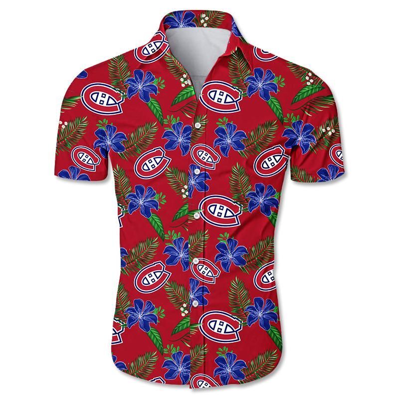 Montreal Canadiens Hawaiian Shirt Floral Button Up Slim Fit Body