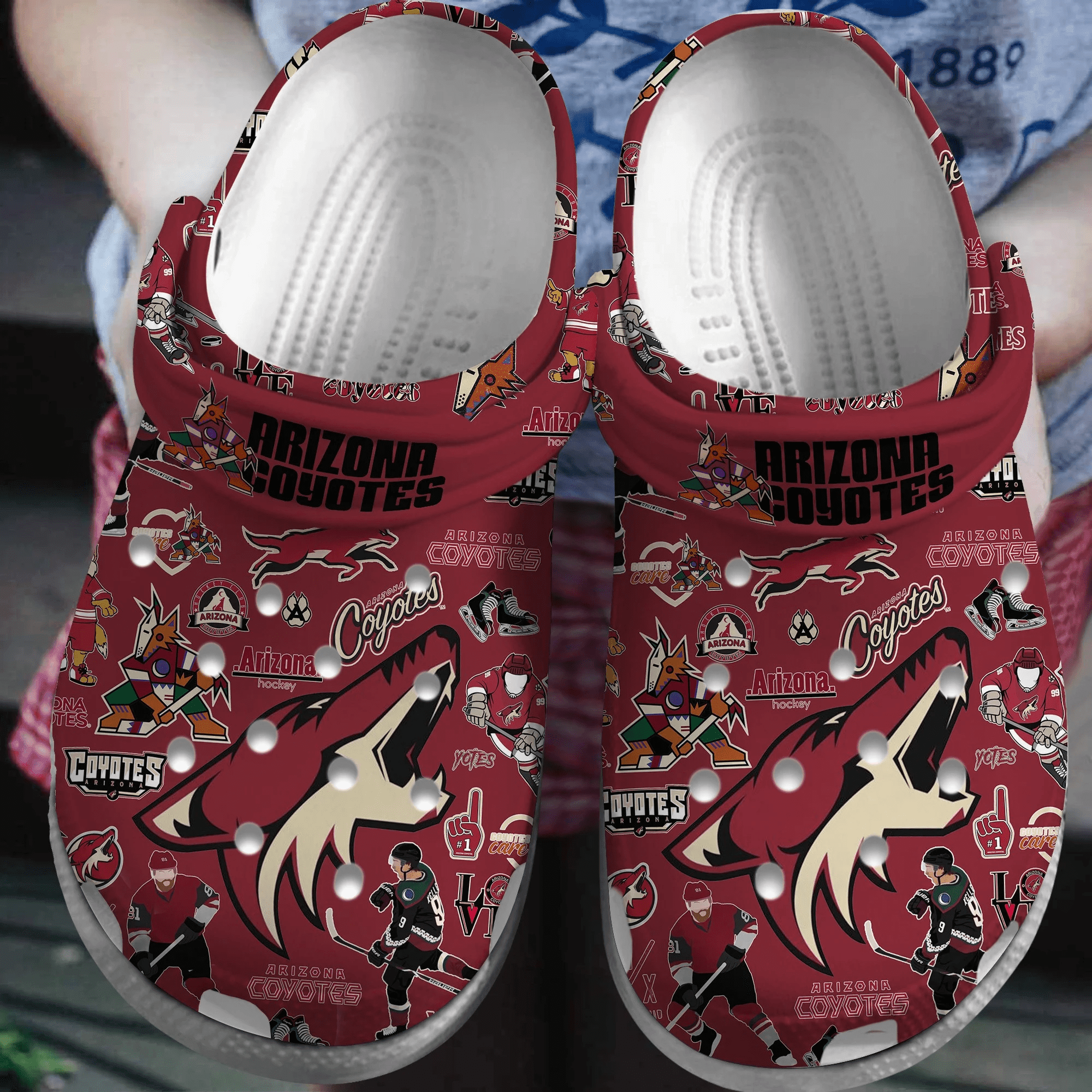 Arizona Coyotes NHL Sport Crocss Crocband Clogs Shoes Comfortable For Men Women and Kids