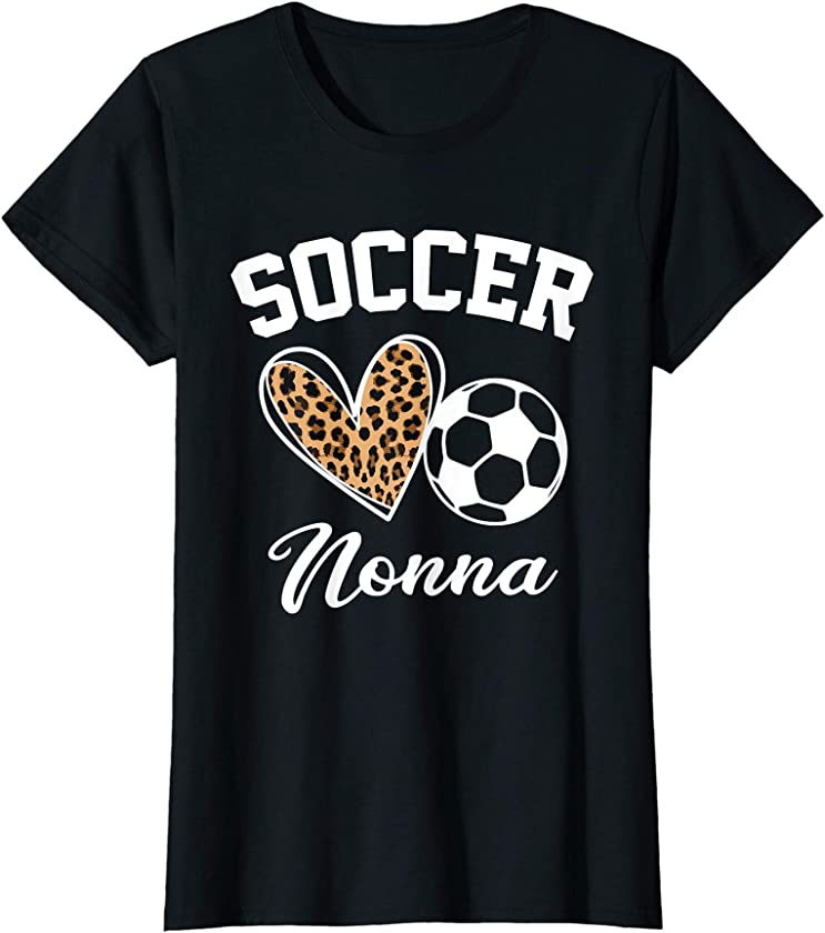 Womens Soccer Nonna Leopard Heart Funny Nonna Mothers Day Gift T-Shirt