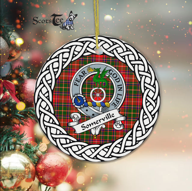 Somerville Scottish Clan Tartan Crest Badge Plaid Ornament Gift. Christmas Tree Ornament Tartan Ornament Great Christmas Ornaments Gift