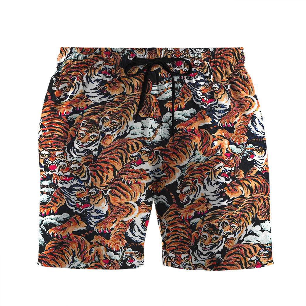 Fandomgift 3D One Hundred Tigers Black Custom Men Short