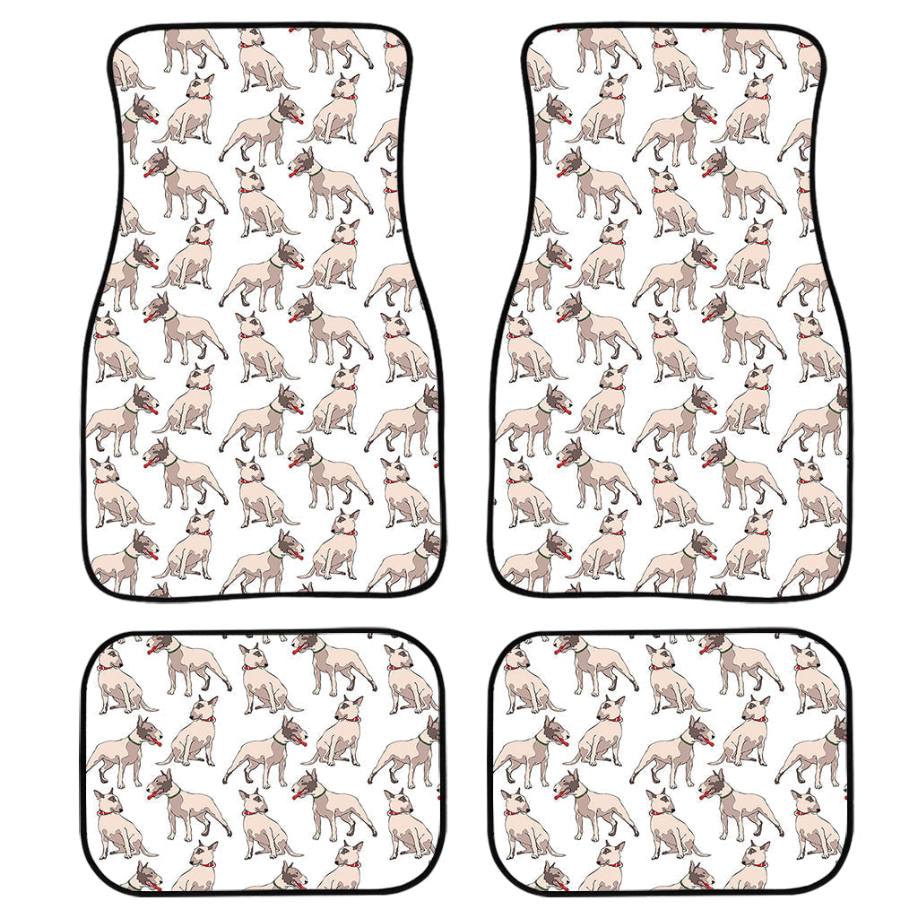 White Bull Terrier Pattern Print Front And Back Car Floor Mats, Front Car Mat