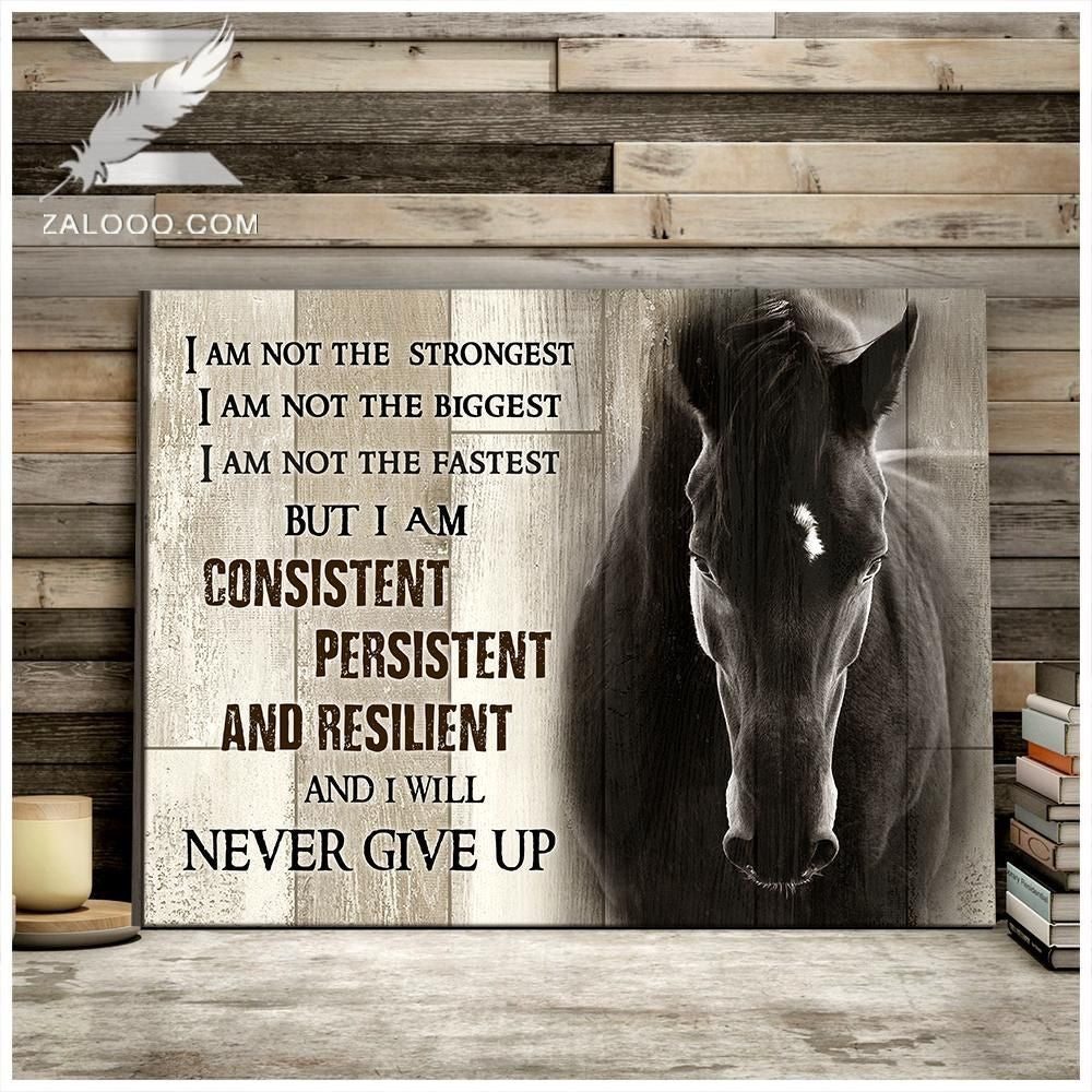 Canvas – Horse – I Will Never Give Up Gift For Family, Wall Art Decor, Canvas Print, Home Decor