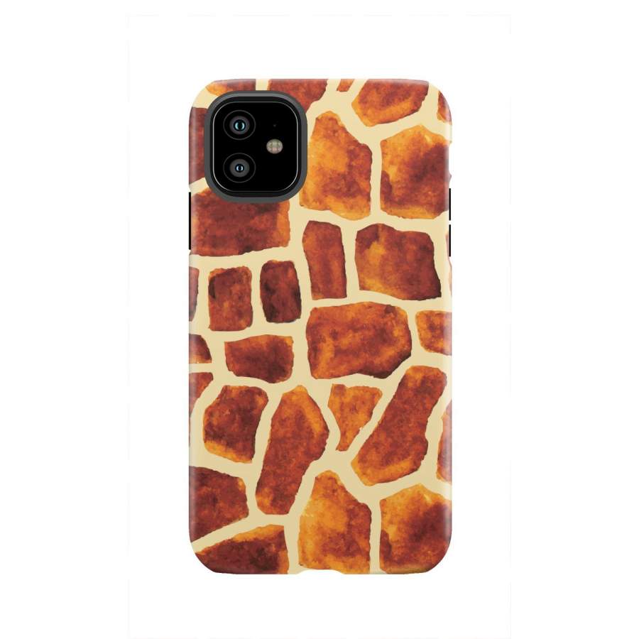 Brown Watercolor Giraffe Pattern Print Tough Phone Case