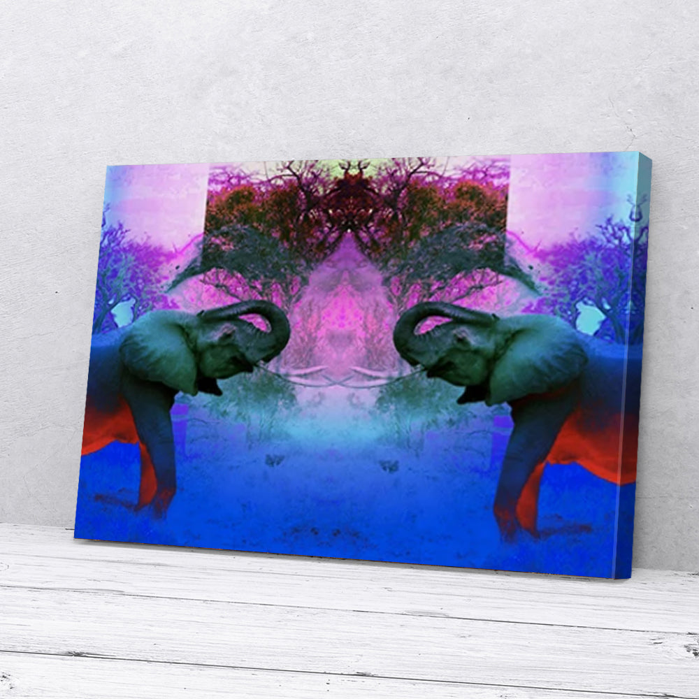 Bestieship Two Elephants Pastel Canvas Prints