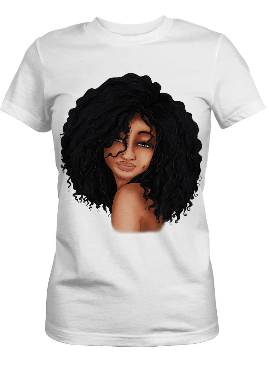 Shirt For Black Girl Sexy Poppin Melanin Afro Hair Women Art Shirt For Black Women