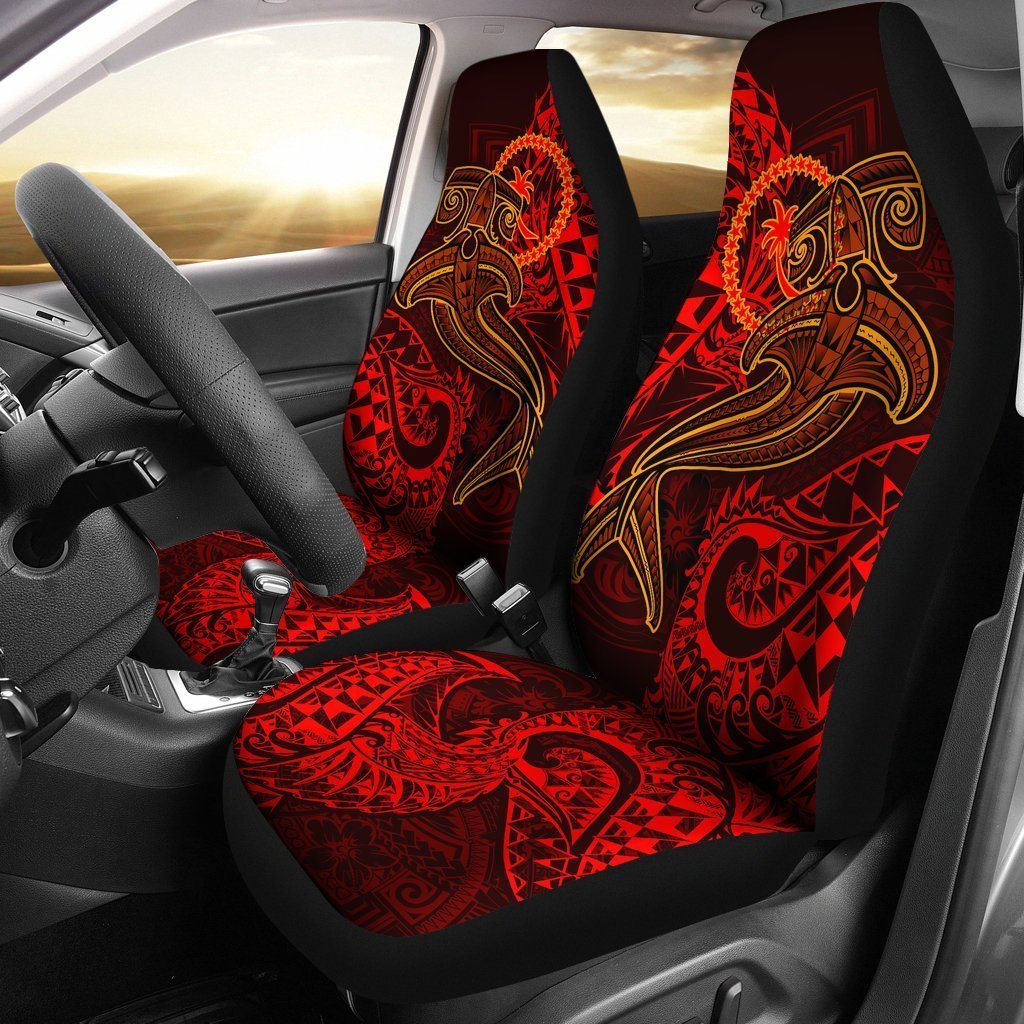 Chuuk Car Seat Covers Polynesian Red Shark