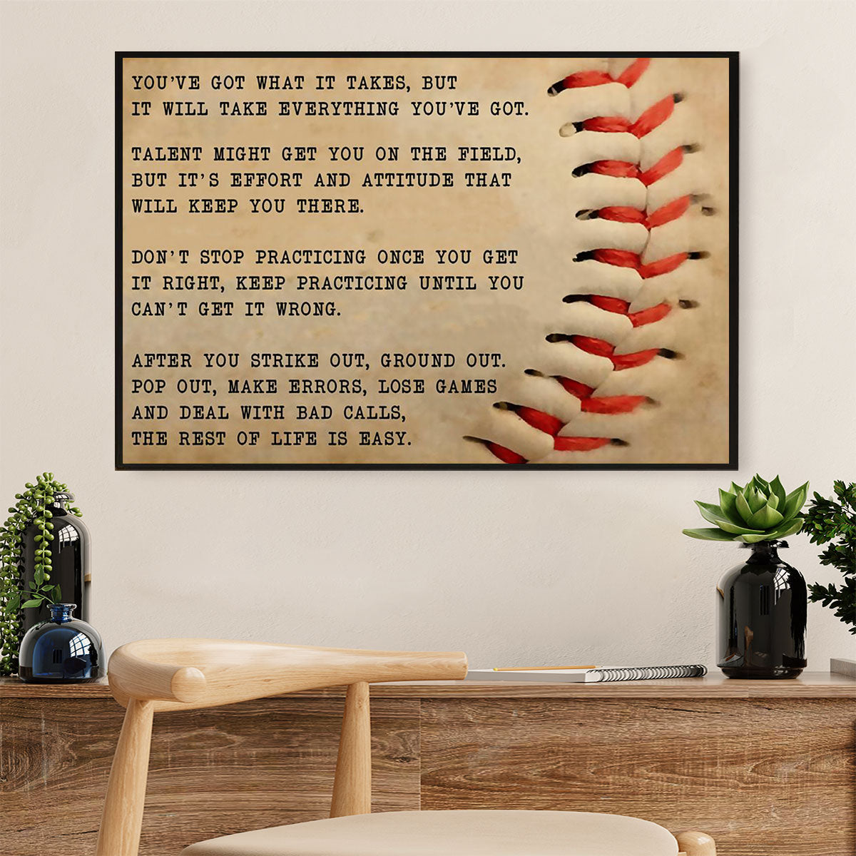 Baseball Canvas Wall Art Prints | Don’T Stop Practicing | Home Décor Gift For Baseball Players