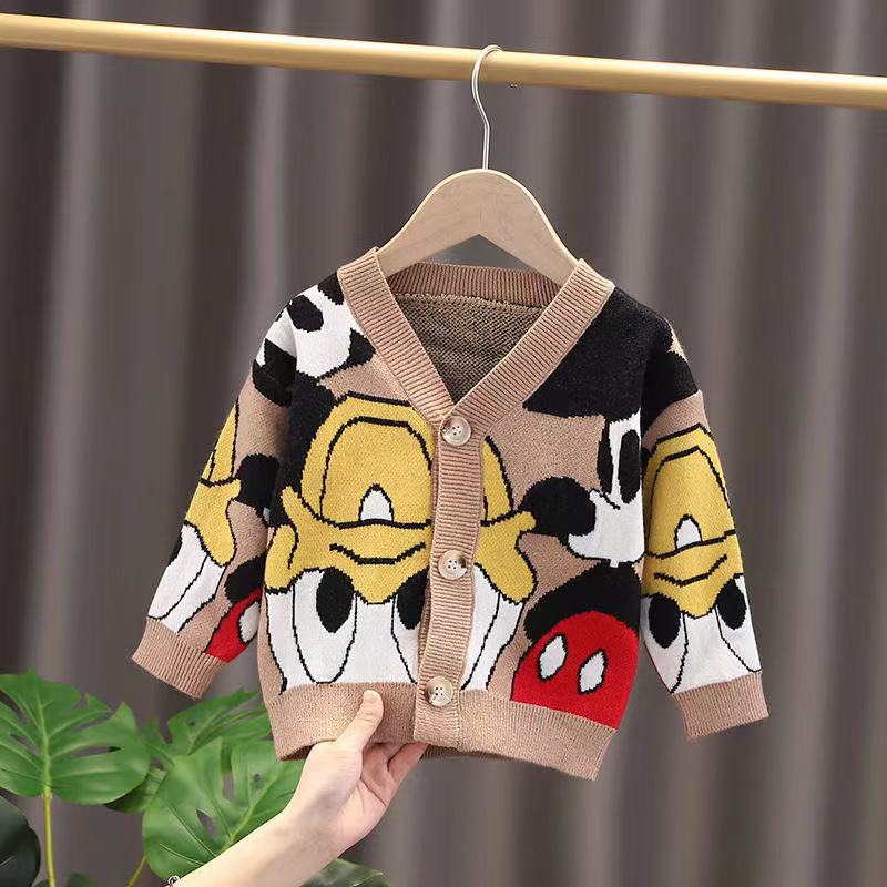 Baby Boys Sweaters Cardigans Cartoon Mickey Mouse Girls Clothes Autumn Children Causal Long Sleeve Coat Knitwear Jackets Winter alx