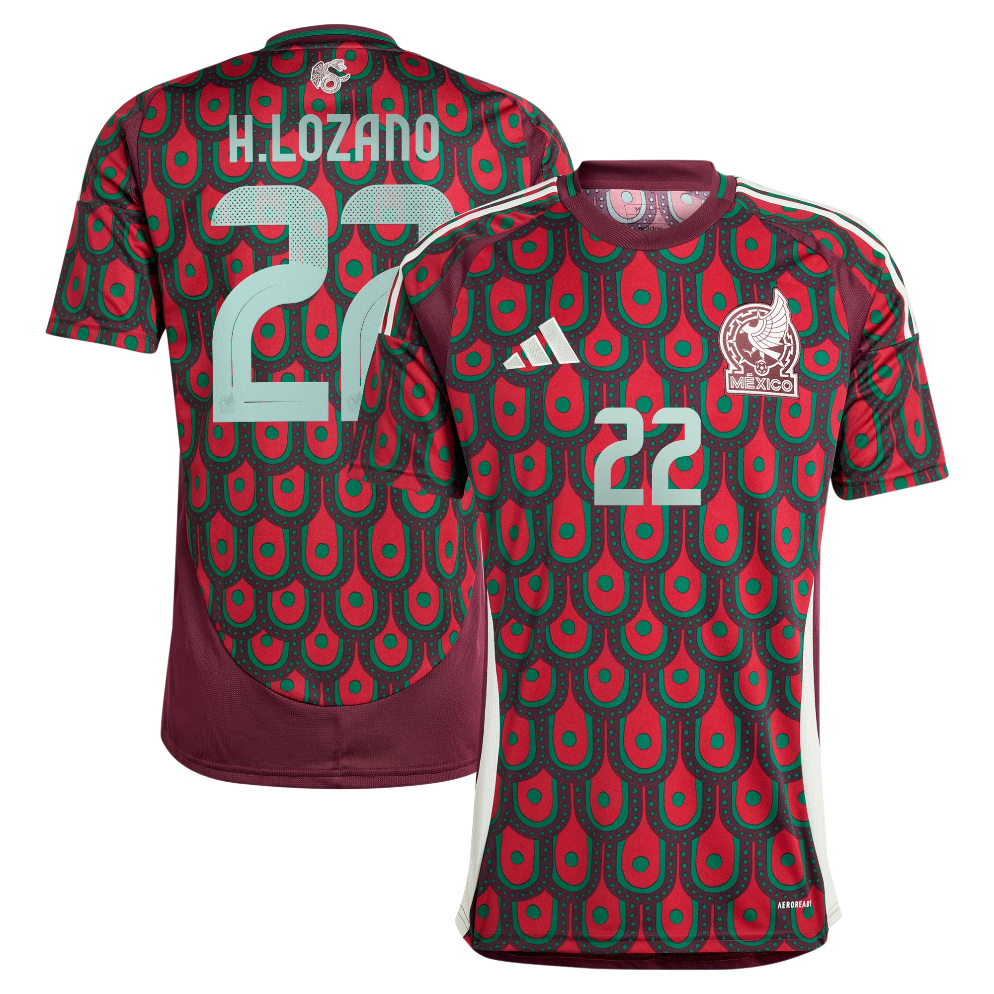 Hirving Lozano Mexico National Team 2024 Home Replica Player Jersey – Burgundy