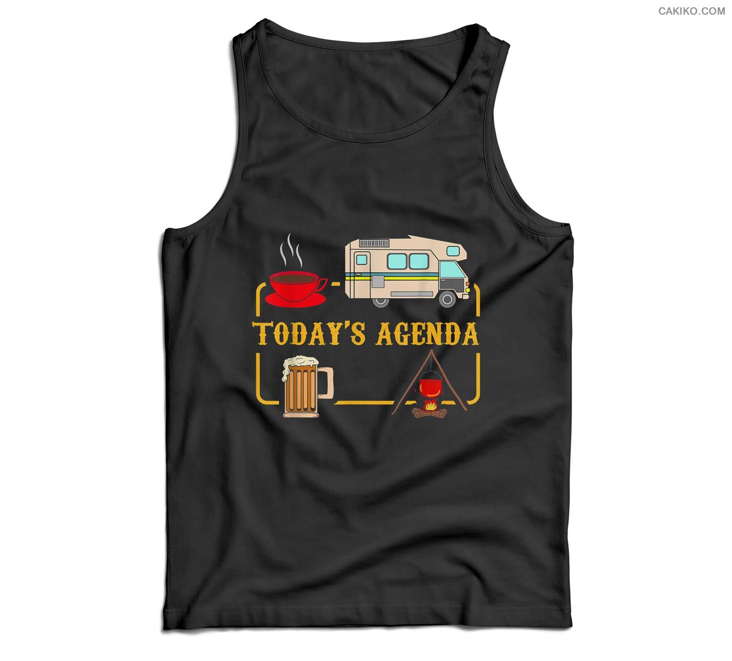 Today’S Agenda Camping Coffee Beer Campfire – Outdoor Camper Men Tank Top