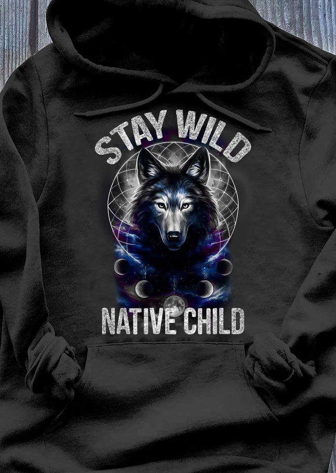 Stay Wild Native Child Wolf Standard Hoodie