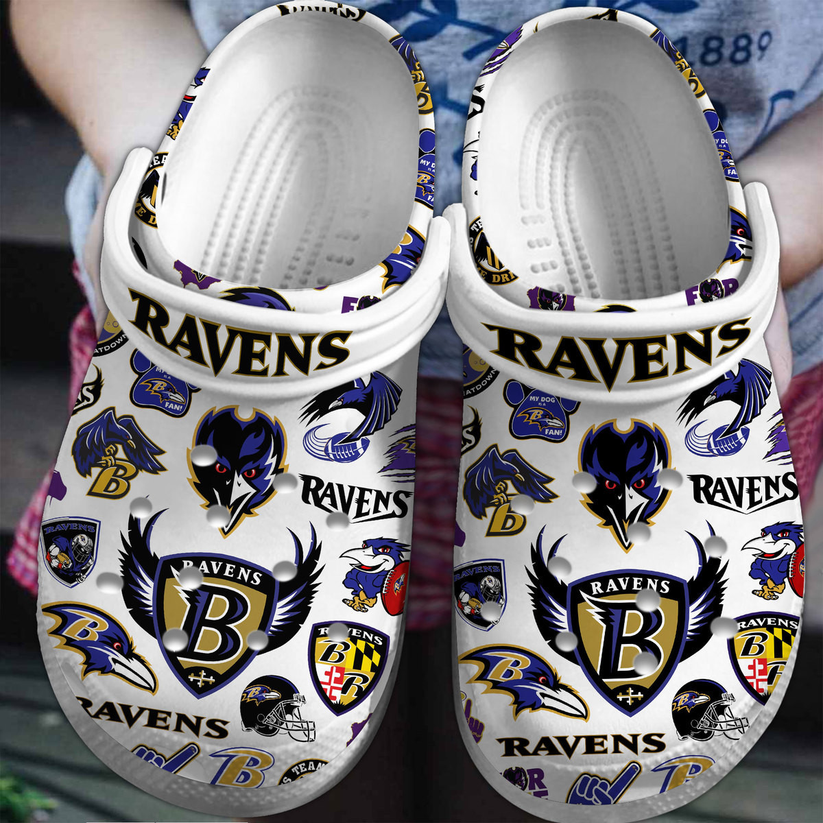 Baltimore Ravens NFL Sport Crocs Crocband Clogs Shoes Comfortable For Men Women and Kids 5