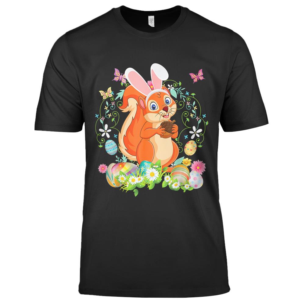 Bunny Squirrel Happy Easter Day Lover Egg Hunt Lovely Cute Premium T Shirts