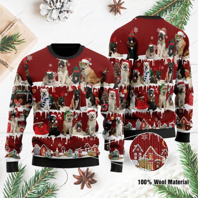 Akita Ugly Christmas Wool Sweater