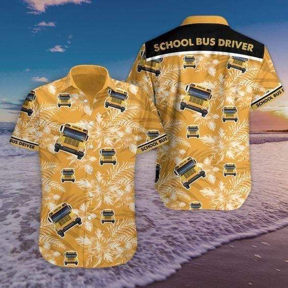 High Quality School Bus Driver Yellow Hawaii Shirts Ha24280