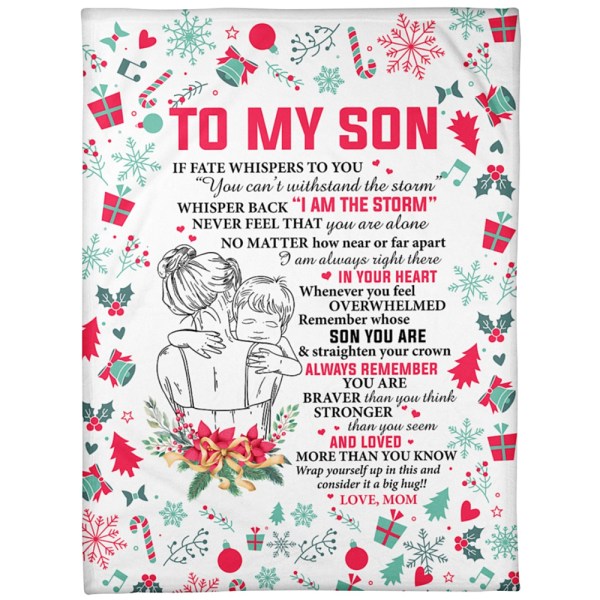 Christmas Gift For Son From Mom, Mother And Son Gift, Hugging Christmas Blanket