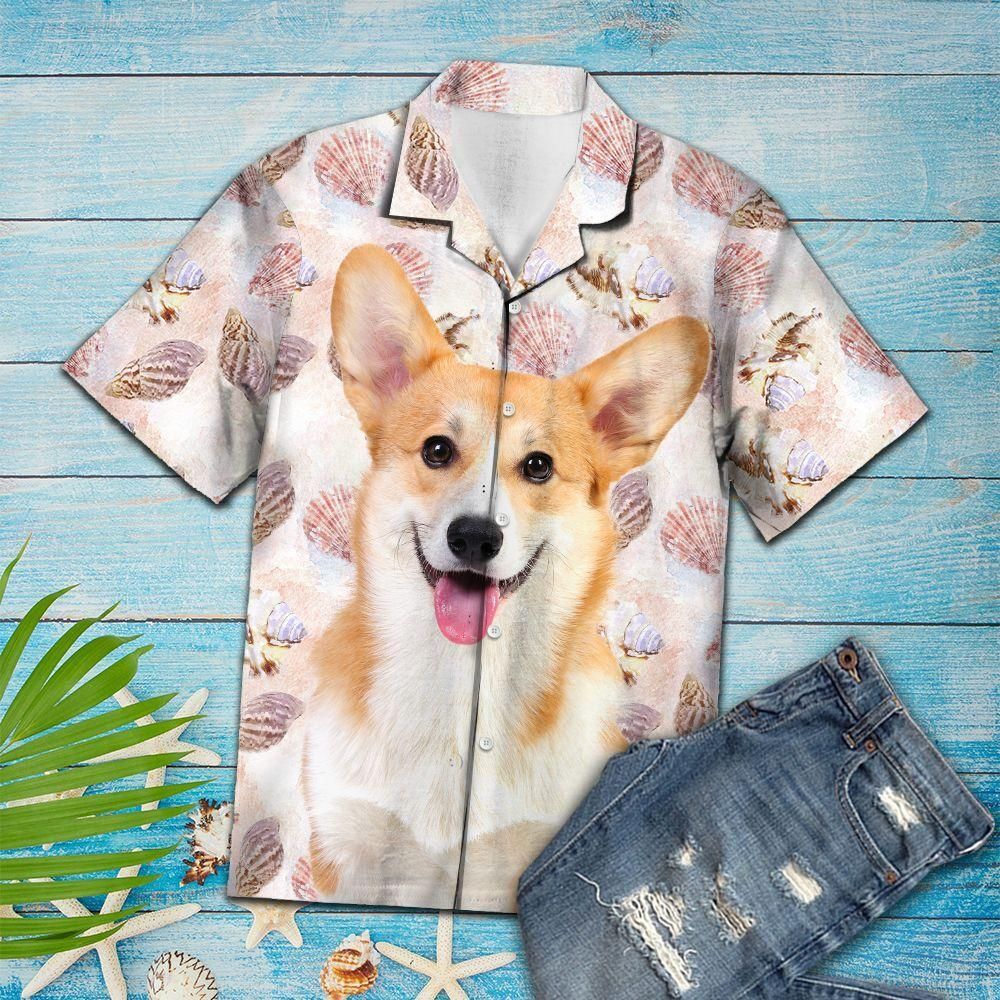 Aloha Shirt Seashells And Cute Pembroke Welsh Corgi H207029 – Hawaiian Shirt