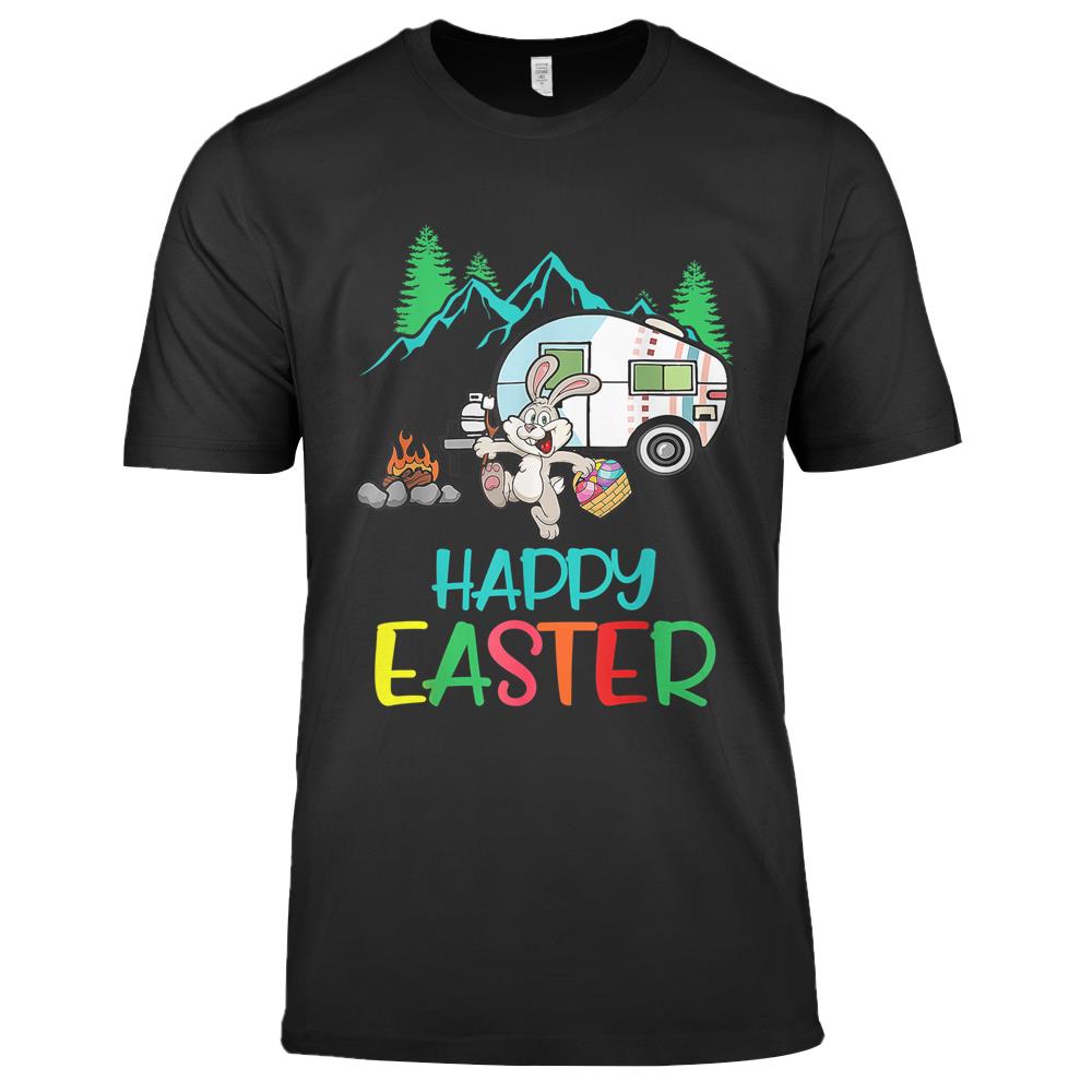 Camping Shirt Happy Easter Day Bunny Eggs Gift Premium T Shirts