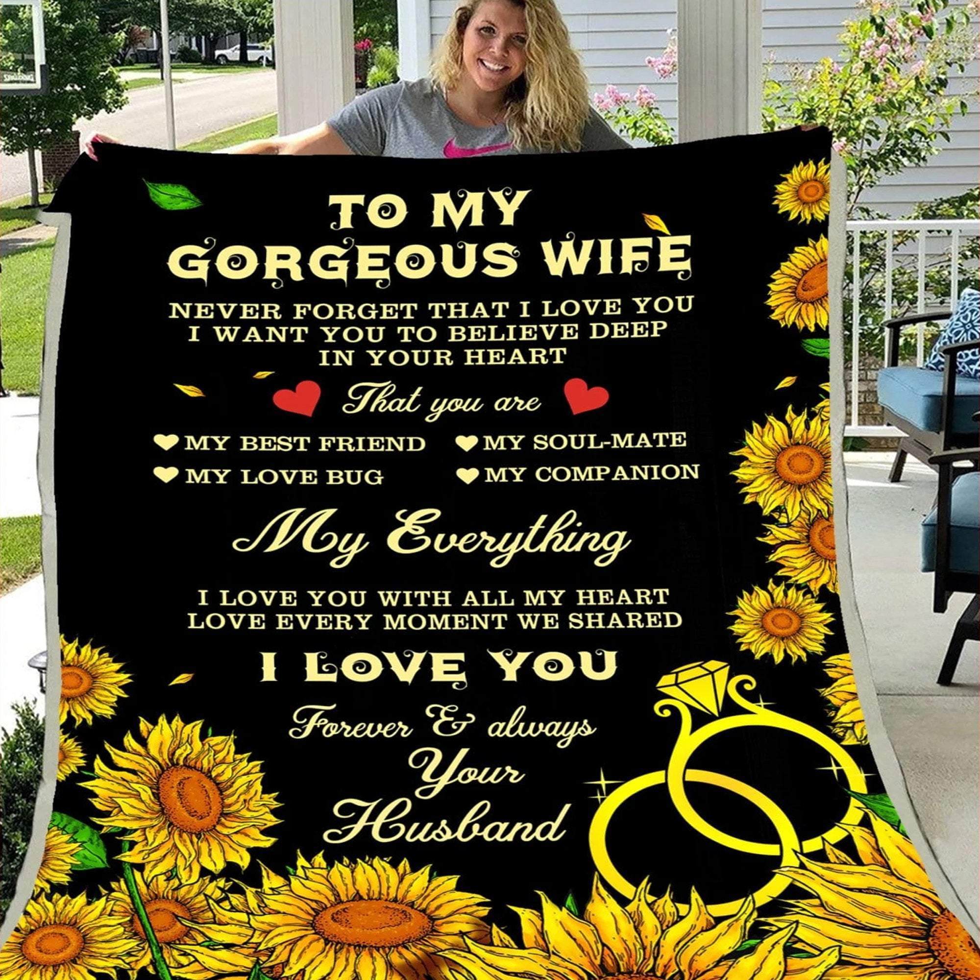 To My Gorgeous Wife Anniversary/Birthday Custom Sunshine Blanket, Anniversary Valentine’s Day