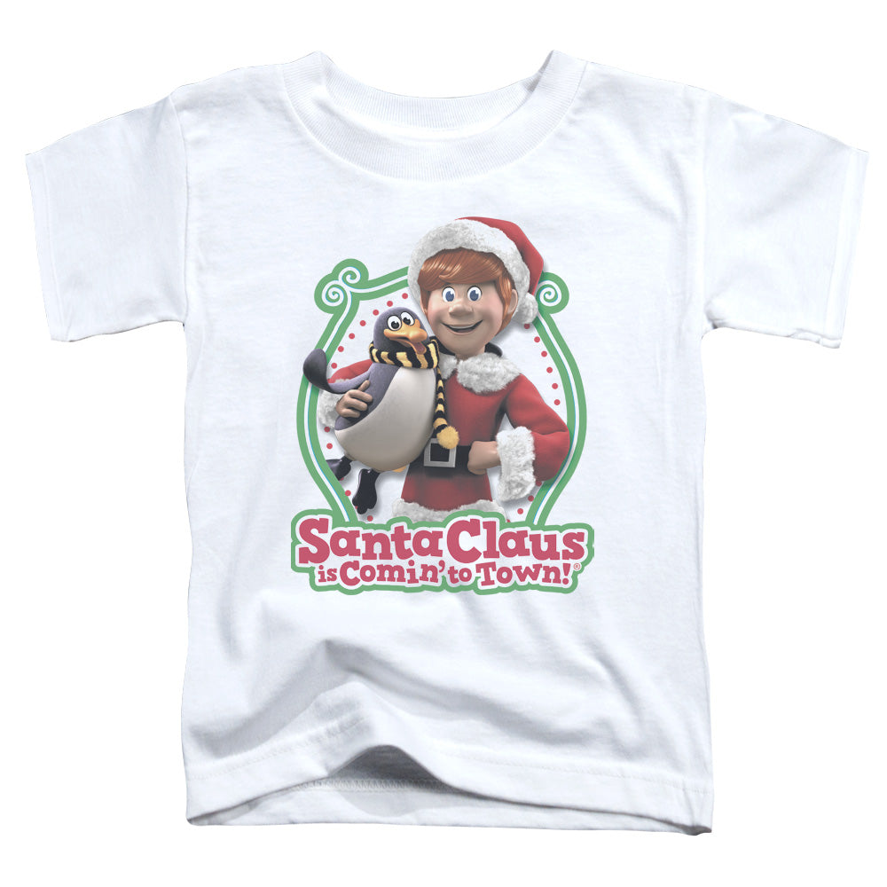 Santa Claus Is Comin To Town Penguin Toddler Kids Youth T Shirt White