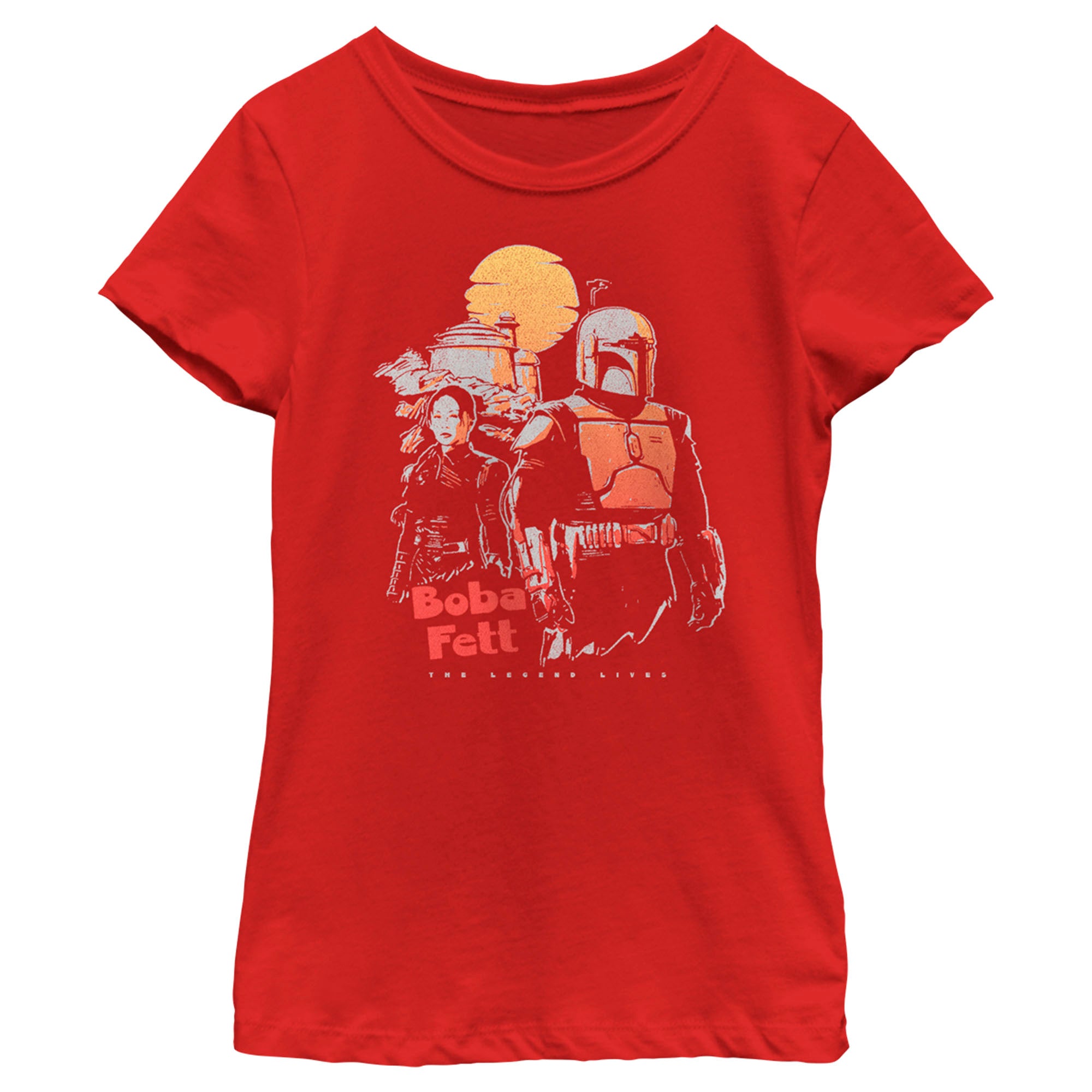 The Book Of Boba Fett Girl’S The Legend Lives Sunset  T-Shirt