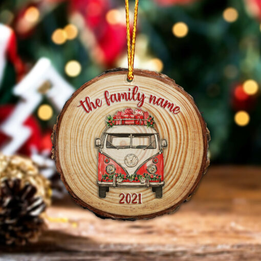 Personalized Hippie Vans Christmas Ornament, Wooden Ornament, Family Christmas Ornament, Hippie Decor, Personalized Family Ornament, Christmas Gift, Christmas Decorations